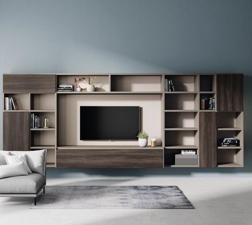 Ensemble TV mural contemporain - ADDBOX - Lagrama - en bois