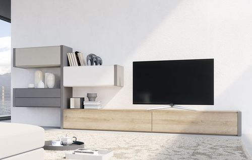 Ensemble TV mural contemporain - CONSTANZA’S - Lagrama - en bois