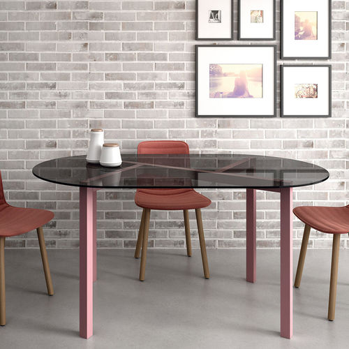 Table à manger contemporaine - CENTRIC - Sistema Midi - en bois laqué / en verre laqué / en céramique