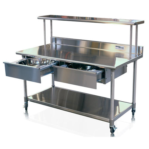 Table de préparation en inox - ST2 - Belshaw - avec rangement / mobile / avec évier