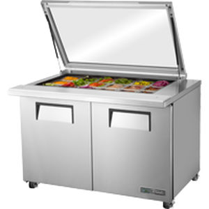 Table de préparation en inox - TSSU-48-18M-B-FGLID-HC - True Food International - réfrigérée / chauffante / professionnelle