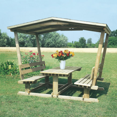Table de pique-nique classique - SNACK ROOF - IL CEPPO - en bois / rectangulaire / avec abri