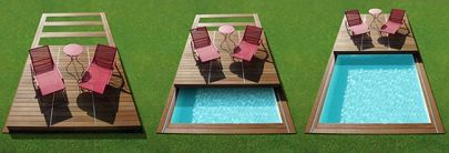 Abri de piscine plat - ROLLING DECK - PISCINELLE - en bois / avec actionnement manuel