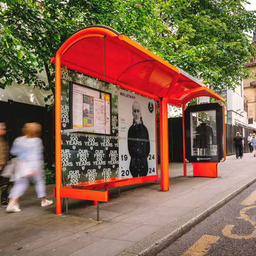 Abribus en métal - JCDecaux - Mobilier Urbain - avec banc / LED / toit en tôle d'acier galvanisé