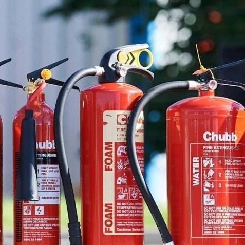 Support pour extincteur en acier inoxydable - Chubb - rouge / mural