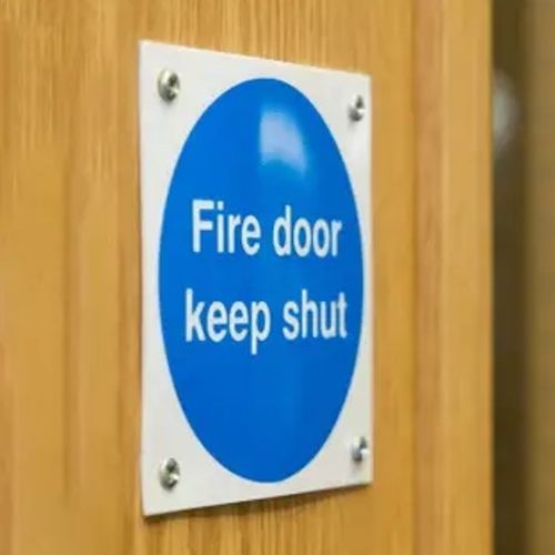 Plaque signalétique pour porte - MANDATORY  - Chubb - murale / en inox / d'intérieur