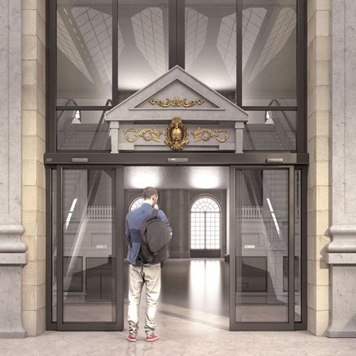 Porte d'entrée - RUGGED SL500 - ASSA ABLOY - en aluminium / coulissante / vitrée
