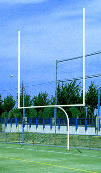 Poteau de rugby fixe - 72261 - sport France - en acier galvanisé / blanc / thermo-laqué