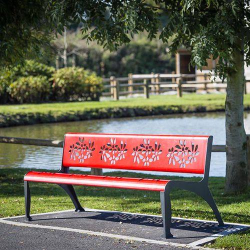 Banc public contemporain - CHERRY FLOWERS - HUSSON INTERNATIONAL - en acier / avec dossier / avec accoudoirs