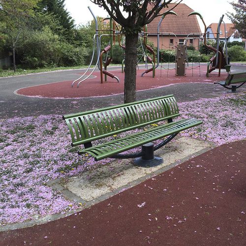Banc public contemporain - BIARRITZ - HUSSON INTERNATIONAL - en bois / en acier / avec dossier