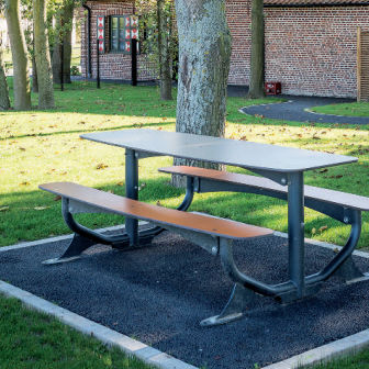 Table de pique-nique contemporaine - WELNESS - HUSSON INTERNATIONAL - en HPL / avec piètement en acier / rectangulaire