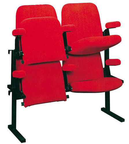 Fauteuil d'auditorium contemporain - DOUBLET - en textile / pliant / rouge
