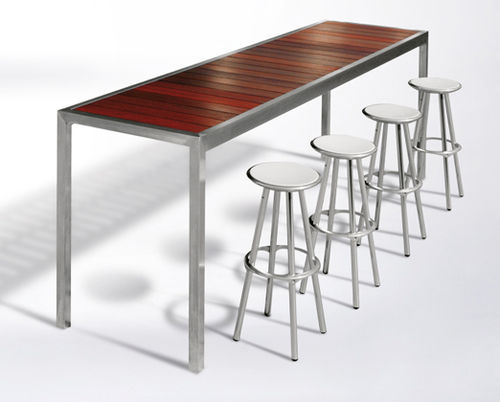Table mange-debout contemporaine - ALFRESCO - botton & gardiner urban furniture - en bois / en acier inoxydable / rectangulaire