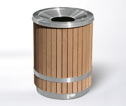 Poubelle publique - UB2.DS - botton & gardiner urban furniture - en inox / en bois / avec cendrier intégré