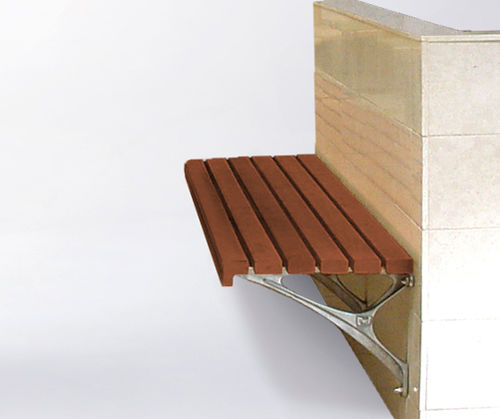 Banc public contemporain - BS15 CANTILEVERED - botton & gardiner urban furniture - en bois / en fonte d'aluminium / mural
