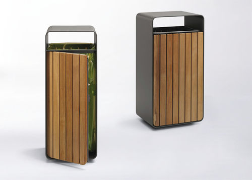 Poubelle publique - BOX - botton & gardiner urban furniture - en tôle d'acier / en bois / avec couvercle