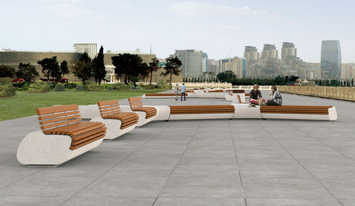 Banc public design original - LORENZ - botton & gardiner urban furniture - en bois / en granite / en marbre