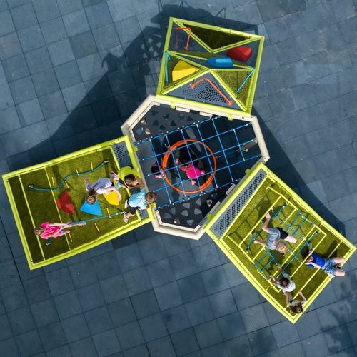 Grimpeur avec trampoline - PLAYHILLS™  - PLAYWORLD - pour aire de jeux / modulaire
