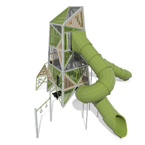 Structure de jeu pour aire de jeux - Alpha® Tower EN - Design 6610 - LANDSCAPE STRUCTURES - en acier à revêtement par poudre / en polyéthylène / en plastique recyclé