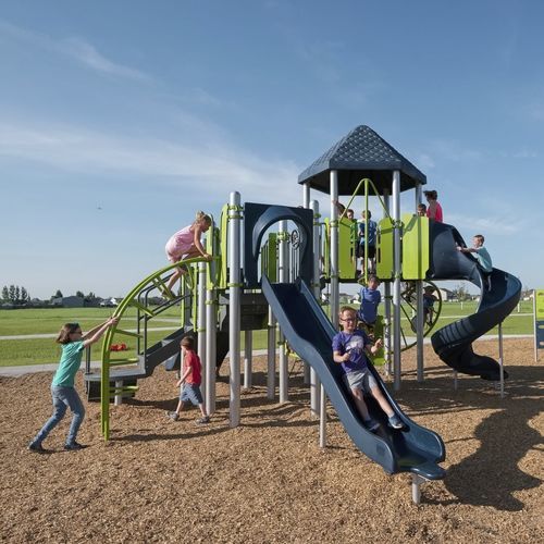 Structure de jeu pour aire de jeux - PlayBooster - Design 7231 - LANDSCAPE STRUCTURES - en acier à revêtement par poudre / en polyéthylène / en plastique recyclé