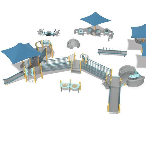 Structure de jeu pour aire de jeux - Fletcher Miller School - Desgn 7072 - LANDSCAPE STRUCTURES - en acier inoxydable / en acier à revêtement par poudre / en polyéthylène