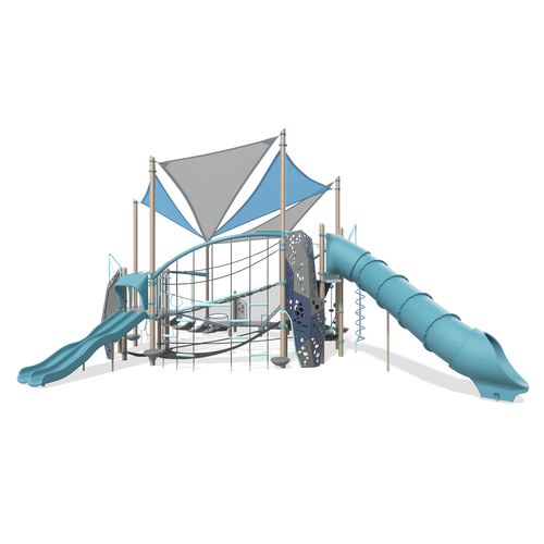 Structure de jeu pour aire de jeux - Volo™ w/Shade EN Design 8341  - LANDSCAPE STRUCTURES - en acier à revêtement par poudre / en polyéthylène / modulaire