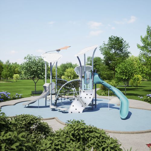 Structure de jeu pour aire de jeux - Billows&reg; EN - Design 6476 - LANDSCAPE STRUCTURES - en acier à revêtement par poudre / en polyéthylène / modulaire