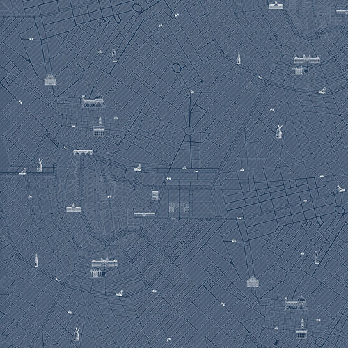 Papier peint contemporain - URBAN  - Devon&Devon - à motif / aspect tissu / bleu