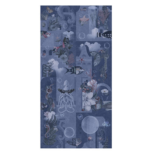 Panneau décoratif. en céramique - GARDEN OF DREAMS NAVY B - Devon&Devon - pour agencement intérieur / lisse / bleu