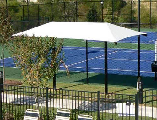 Parasol rectangulaire - DUAL COLUMN - progressive design playgrounds - déporté / en tissu / en acier à revêtement par poudre