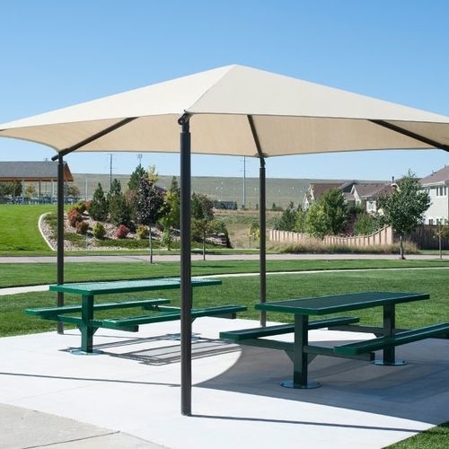 Parasol hexagonal - HIP SHADE - progressive design playgrounds - à mât central / en tissu / bois