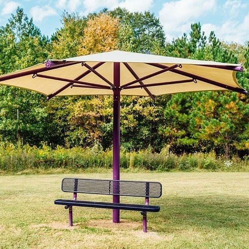 Parasol hexagonal - UMBRELLA - progressive design playgrounds - à mât central / en tissu / professionnel