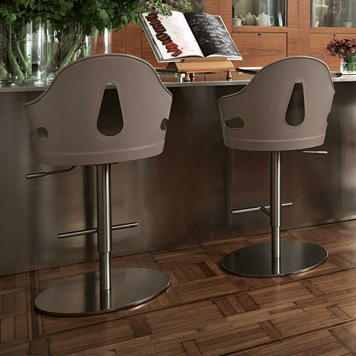 Chaise de bar contemporaine - DORA - GIORGETTI - d'intérieur / en cuir / avec piètement en acier