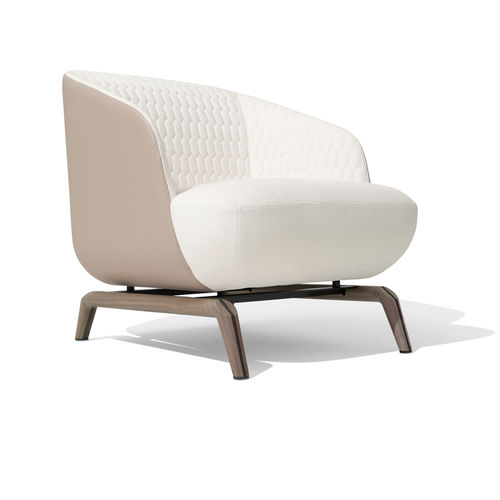 Fauteuil contemporain - JANET - GIORGETTI - en tissu / en cuir / en noyer