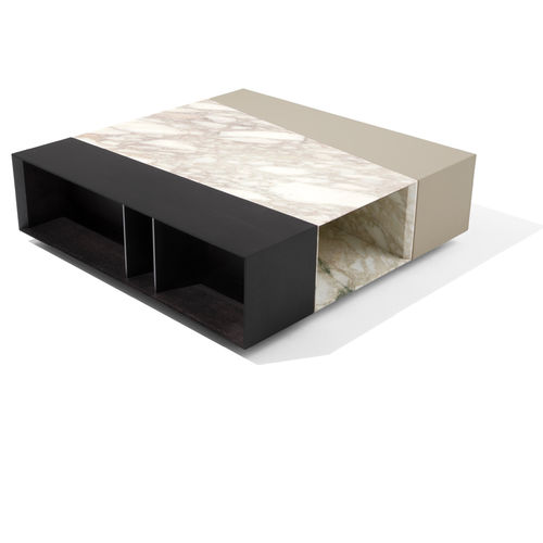 Table basse contemporaine - SCALENO - GIORGETTI - en frêne / en cuir / en marbre