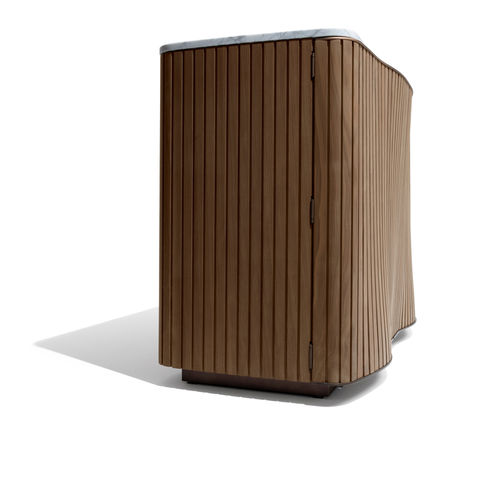 Meuble bar contemporain - KIRI - GIORGETTI - en noyer / MDF / en cuir