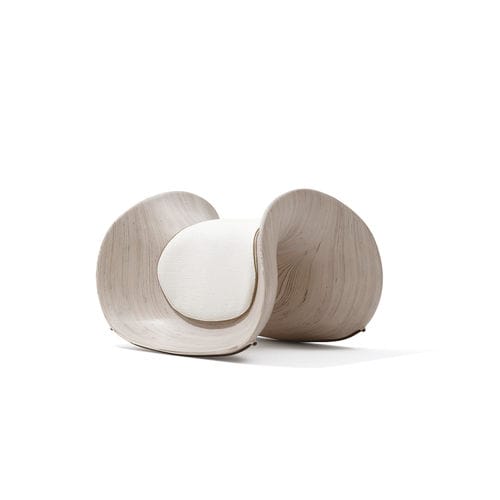 Pouf contemporain - CLOP - GIORGETTI - en tissu / en cuir / en contreplaqué