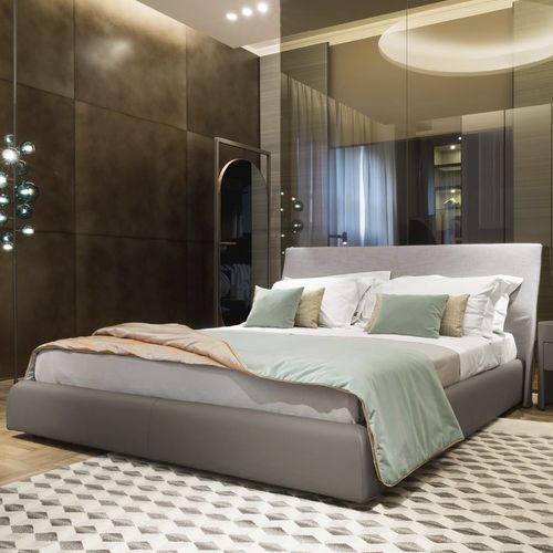 Lit double - ALTEA  - GIORGETTI - contemporain / tapissé / avec tête de lit