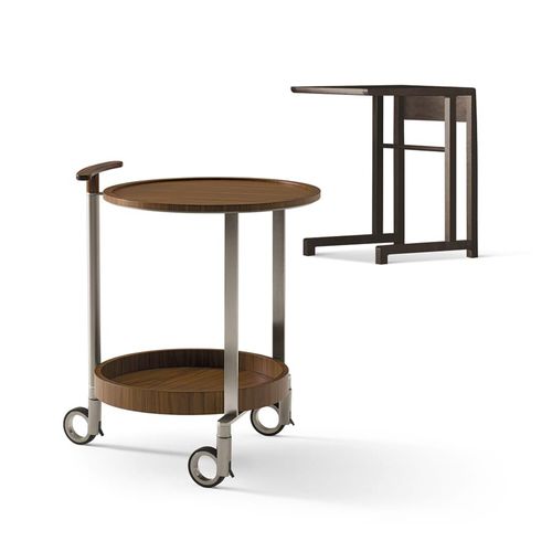 Table d'appoint contemporaine - EOS - GIORGETTI - en noyer / en érable / avec piètement en métal