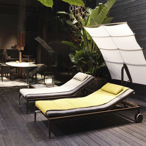 Bain de soleil contemporain - GEA - GIORGETTI - en chêne / en acier / à roulettes