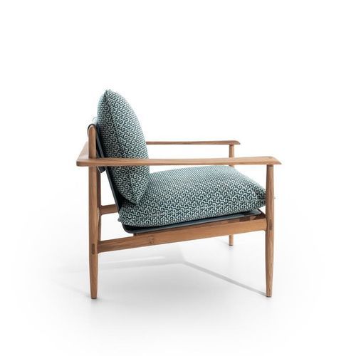Fauteuil contemporain - KUMIKI - GIORGETTI - en cuir / en tissu / en teck