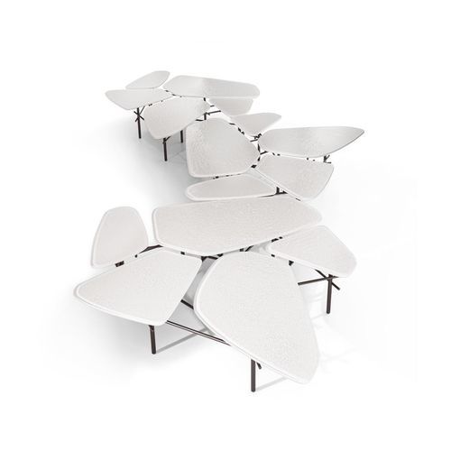 Table basse design minimaliste - FRAGMENTUM - GIORGETTI - en verre / avec piètement en acier inoxydable / modulable
