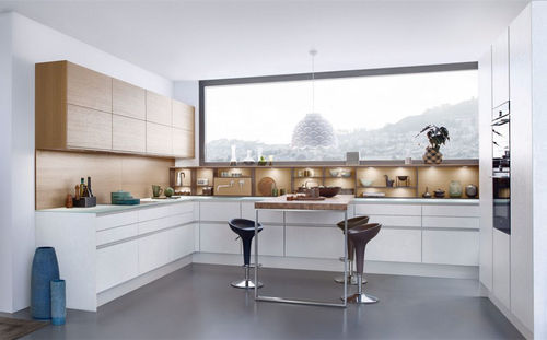 Cuisine contemporaine - TOPOS C - LEICHT - en béton / en verre / en bois
