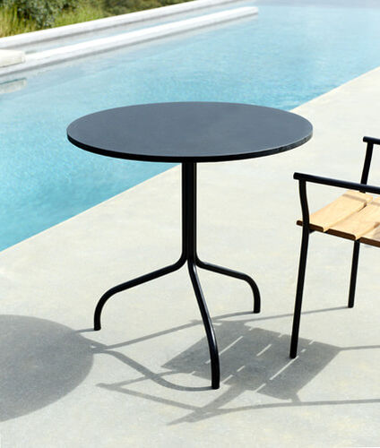 Table contemporaine - CICALA - Tectona - en teck / en acier inoxydable / en granite