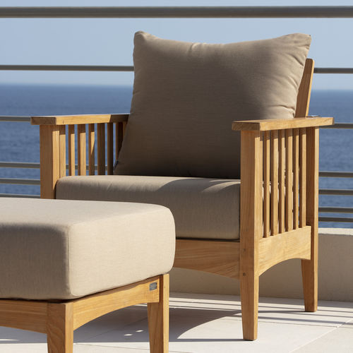 Fauteuil contemporain - GOA - Tectona - en Sunbrella® / en teck / beige