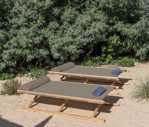 Bain de soleil contemporain - Copacabana - Tectona - en Batyline® / en teck / professionnel