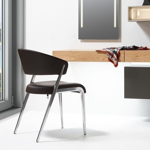 Chaise contemporaine - S 500 - hülsta - d'intérieur / en cuir / avec piètement en acier inoxydable