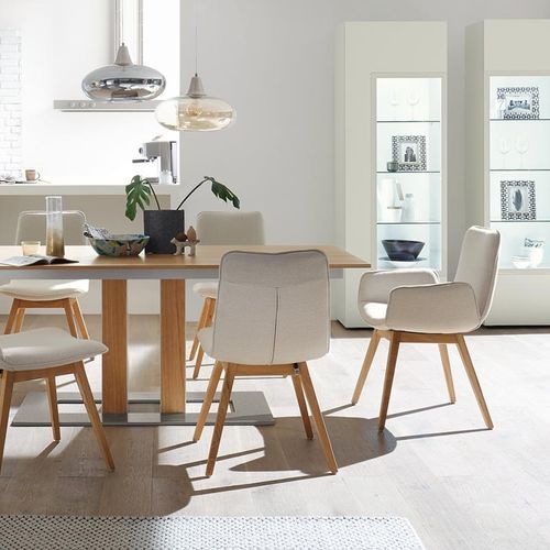Chaise de salle à manger contemporaine - S 700 - hülsta - d'intérieur / en tissu / avec piètement en bois