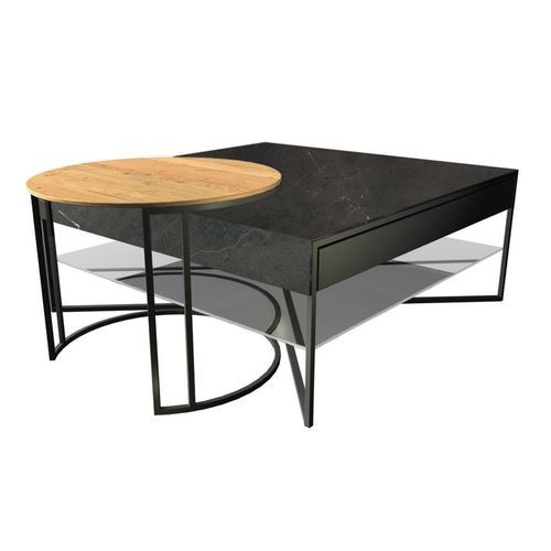 Table basse contemporaine - CT 230 - hülsta - en verre / en chêne naturel / en céramique