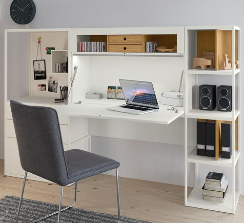 Étagère avec bureau - VISION - hülsta - haute / contemporaine / en bois laqué